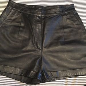 Leather high waist shorts